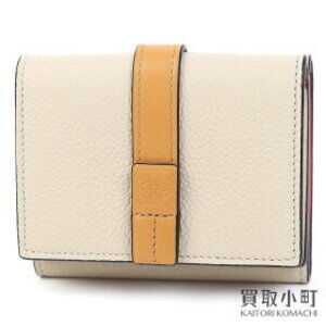 Loewe Trifold Wallet Grain Calfskin Oat Honey Compact